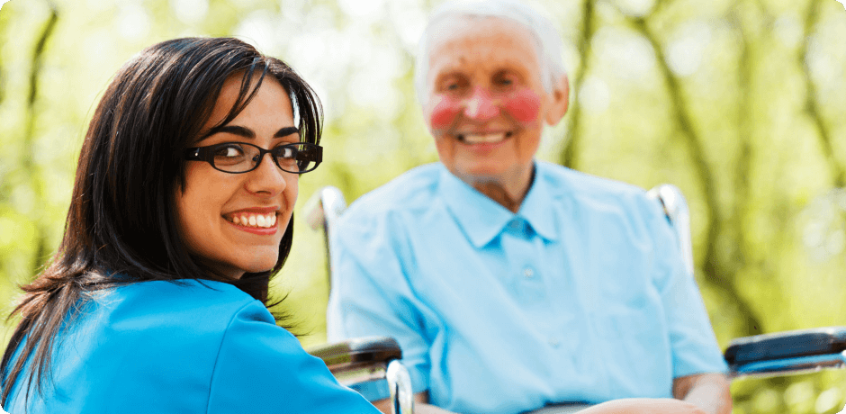 an old woman with the wheelchair